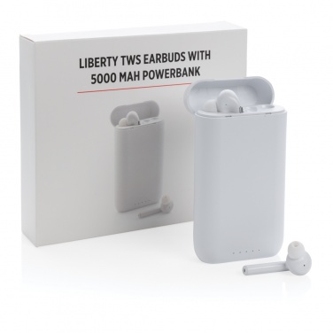 Logotrade promotional giveaway image of: Liberty TWS earbuds with 5.000 mAh powerbank