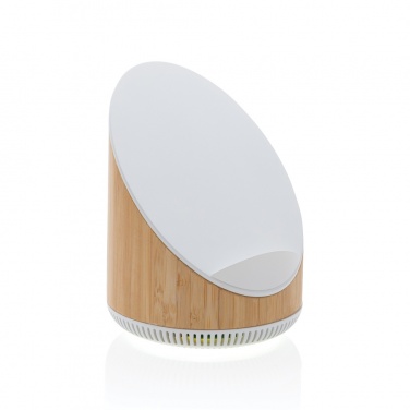 Logo trade corporate gifts image of: Ovate bamboo 5W speaker with 15W wireless charger