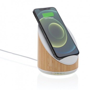 Logotrade corporate gift image of: Ovate bamboo 5W speaker with 15W wireless charger