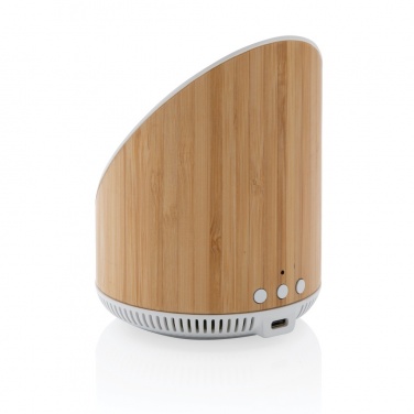 Logo trade corporate gifts image of: Ovate bamboo 5W speaker with 15W wireless charger