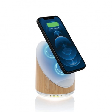 Logo trade promotional items picture of: Ovate bamboo 5W speaker with 15W wireless charger