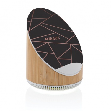 Logo trade promotional gifts picture of: Ovate bamboo 5W speaker with 15W wireless charger