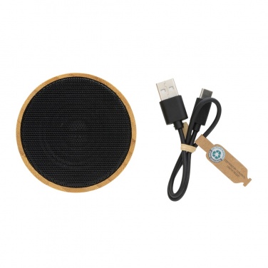 Logo trade promotional gifts image of: RCS recycled plastic and bamboo 3W wireless speaker