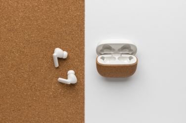 Logo trade promotional gift photo of: Oregon RCS recycled plastic and cork TWS earbuds