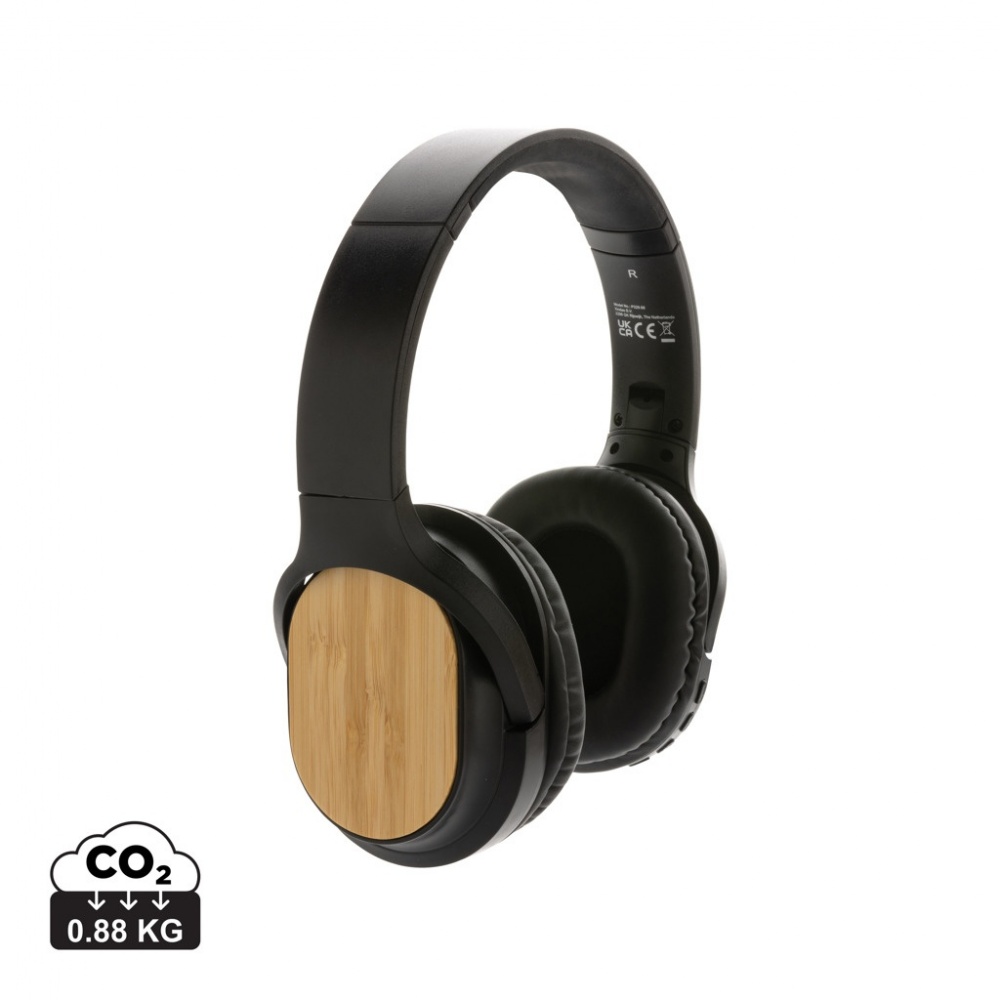 Logo trade promotional giveaways image of: RCS and bamboo Elite Foldable wireless headphone