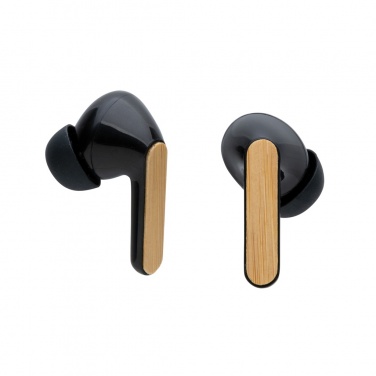 Logo trade promotional gifts image of: Bamboo TWS earbuds with RCS recycled plastic