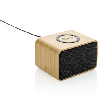 Logo trade business gifts image of: RCS Rplastic 3W speaker with bamboo 5W wireless