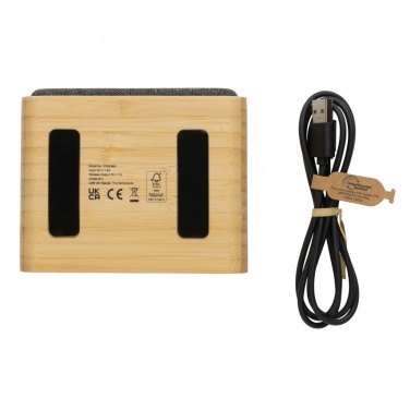 Logo trade promotional gifts picture of: RCS Rplastic 3W speaker with bamboo 5W wireless