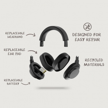 Logo trade promotional merchandise picture of: Irvine RCS recycled and repairable ANC wireless headphone