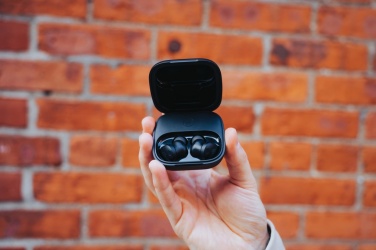 Logo trade promotional giveaways image of: Lakewood RCS recycled and repairable wireless earbuds