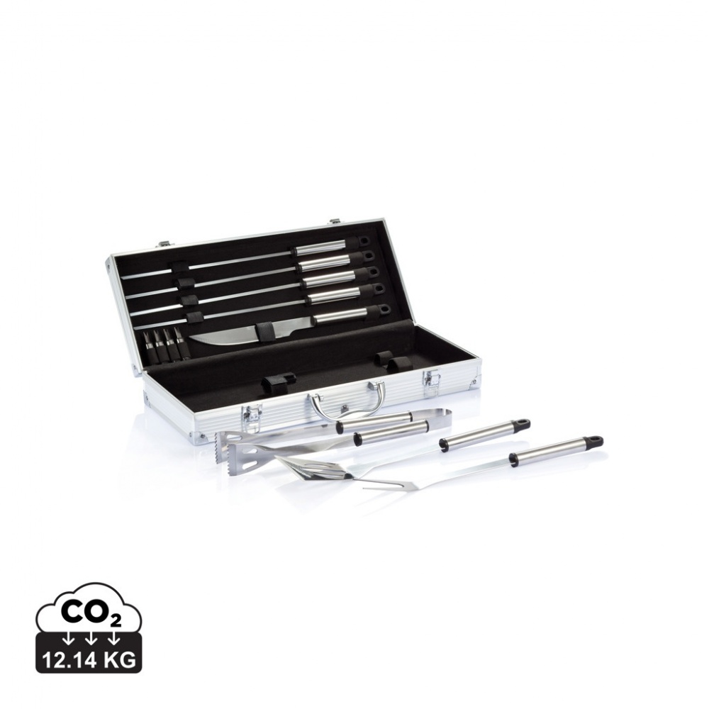 Logo trade promotional merchandise photo of: 12 pcs barbecue set in aluminium box