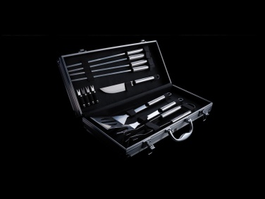 Logo trade promotional merchandise picture of: 12 pcs barbecue set in aluminium box