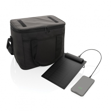 Logo trade corporate gifts picture of: Pedro AWARE™ RPET deluxe cooler bag with 5W solar panel