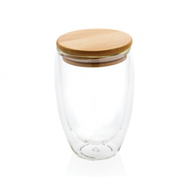 Logotrade business gift image of: Double wall borosilicate glass with bamboo lid 350ml