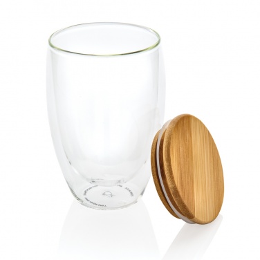 Logotrade business gift image of: Double wall borosilicate glass with bamboo lid 350ml