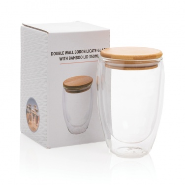 Logotrade corporate gifts photo of: Double wall borosilicate glass with bamboo lid 350ml