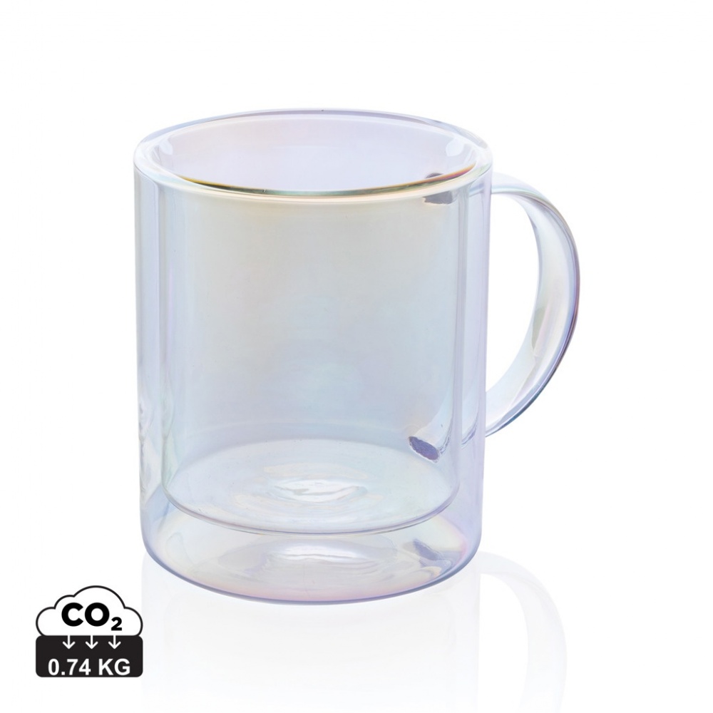 Logo trade promotional merchandise image of: Deluxe double wall electroplated glass mug