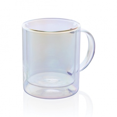 Logo trade promotional gifts image of: Deluxe double wall electroplated glass mug