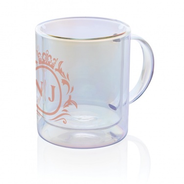 Logo trade promotional gifts image of: Deluxe double wall electroplated glass mug