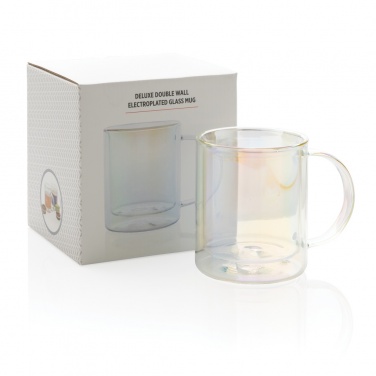 Logo trade promotional gifts picture of: Deluxe double wall electroplated glass mug