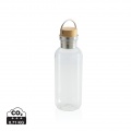 RCS RPET bottle with bamboo lid and handle, transparent