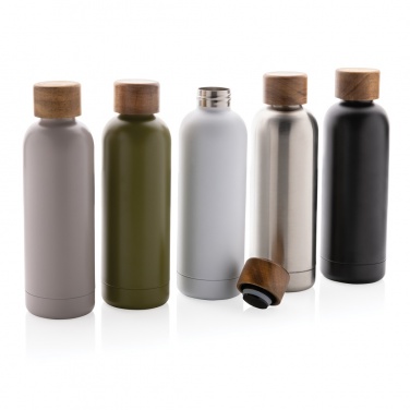 Logotrade corporate gift image of: Wood RCS certified recycled stainless steel vacuum bottle