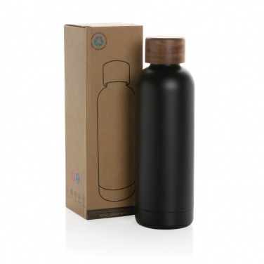 Logotrade promotional items photo of: Wood RCS certified recycled stainless steel vacuum bottle