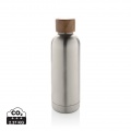 Wood RCS certified recycled stainless steel vacuum bottle, silver