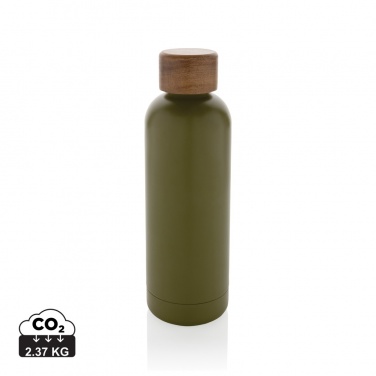 Logo trade corporate gift photo of: Wood RCS certified recycled stainless steel vacuum bottle