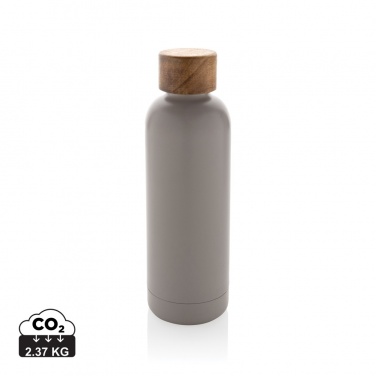 Logotrade business gift image of: Wood RCS certified recycled stainless steel vacuum bottle