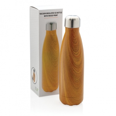 Logo trade promotional items picture of: Vacuum insulated stainless steel bottle with wood print