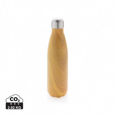 Logo trade promotional merchandise photo of: Vacuum insulated stainless steel bottle with wood print