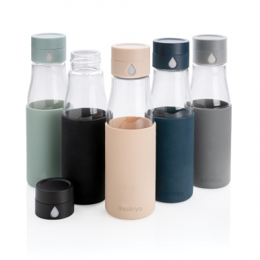 Logo trade promotional gifts picture of: Ukiyo glass hydration tracking bottle with sleeve