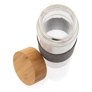 Logotrade promotional product picture of: Impact borosilicate glass bottle with bamboo lid