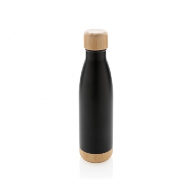 Logo trade promotional giveaways picture of: Vacuum stainless steel bottle with bamboo lid and bottom