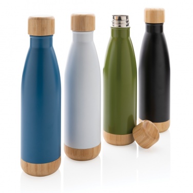 Logo trade promotional products image of: Vacuum stainless steel bottle with bamboo lid and bottom