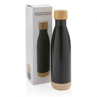 Logotrade corporate gift image of: Vacuum stainless steel bottle with bamboo lid and bottom