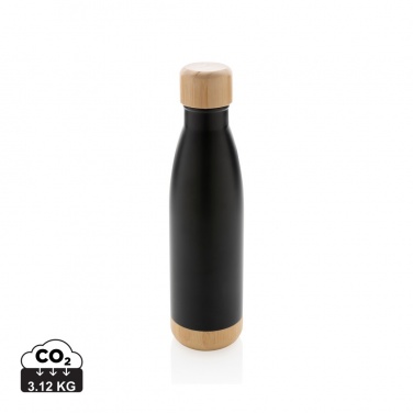 Logo trade promotional products picture of: Vacuum stainless steel bottle with bamboo lid and bottom