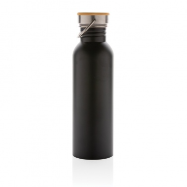 Logo trade promotional gifts picture of: Modern stainless steel bottle with bamboo lid