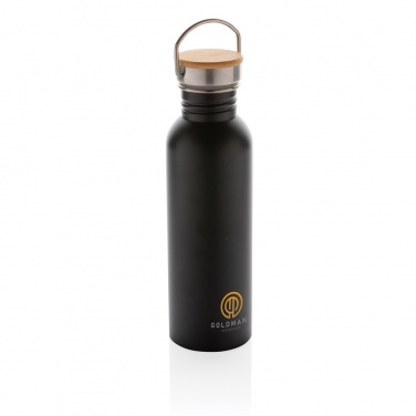 Logo trade business gift photo of: Modern stainless steel bottle with bamboo lid