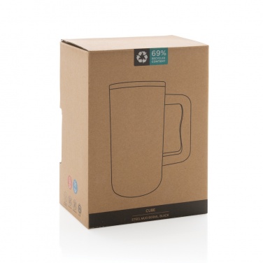 Logo trade promotional gifts image of: Cube RCS certified recycled steel mug 800ml