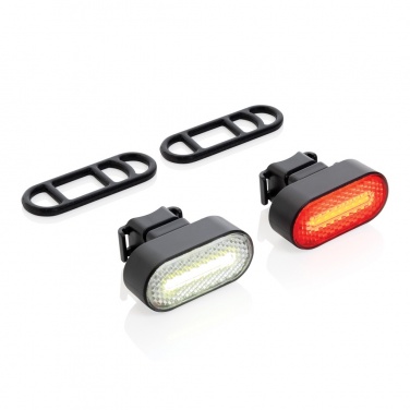 Logotrade promotional gift image of: Lumino RCS recycled plastic USB re-chargeable bike light set