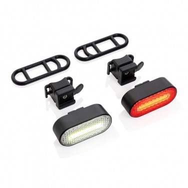 Logo trade corporate gifts image of: Lumino RCS recycled plastic USB re-chargeable bike light set