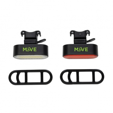 Logotrade promotional item image of: Lumino RCS recycled plastic USB re-chargeable bike light set