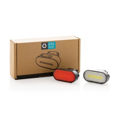 Logo trade promotional merchandise photo of: Lumino RCS recycled plastic USB re-chargeable bike light set