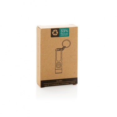 Logotrade business gift image of: Globix RCS recycled plastic USB re-chargeable keychain torch