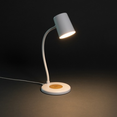 Logo trade promotional merchandise image of: Zenara RCS recycled plastic and cork 15W wireless desk lamp