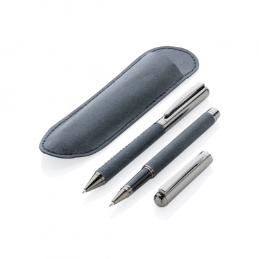 Logo trade promotional products image of: Recycled leather pen set