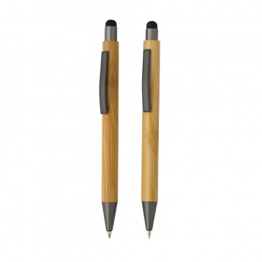 Logo trade promotional products image of: Bamboo modern pen set in box