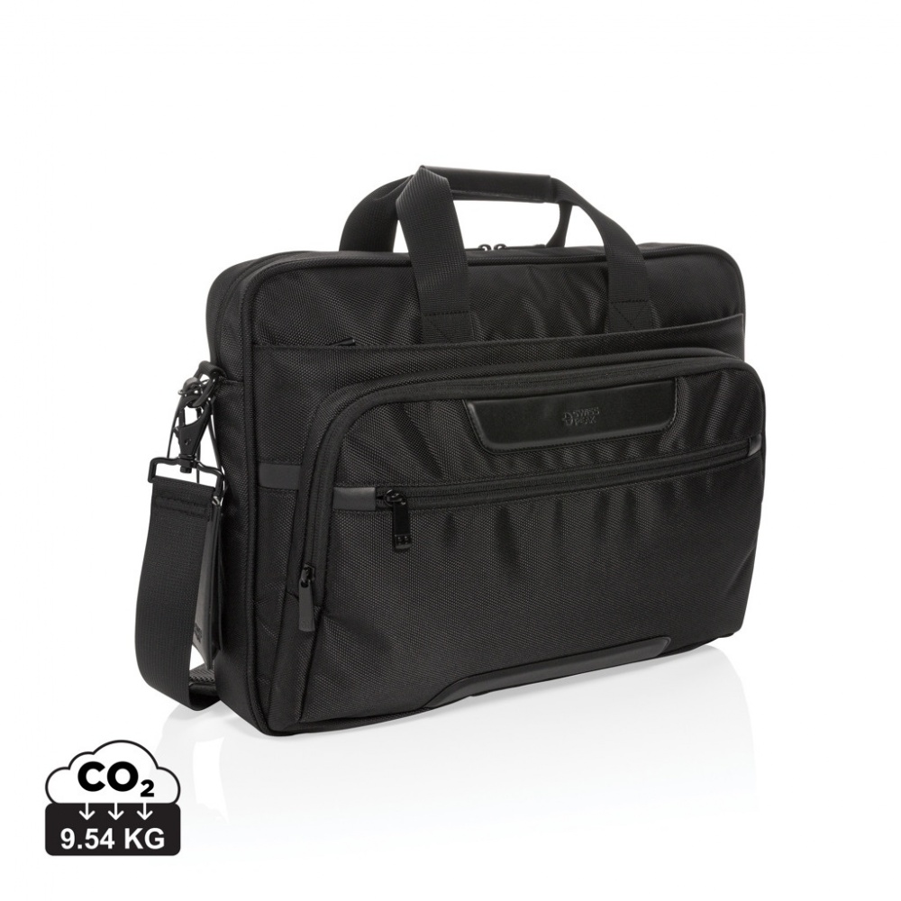 Logo trade business gifts image of: Swiss Peak RPET Voyager RFID 15.6" laptop bag